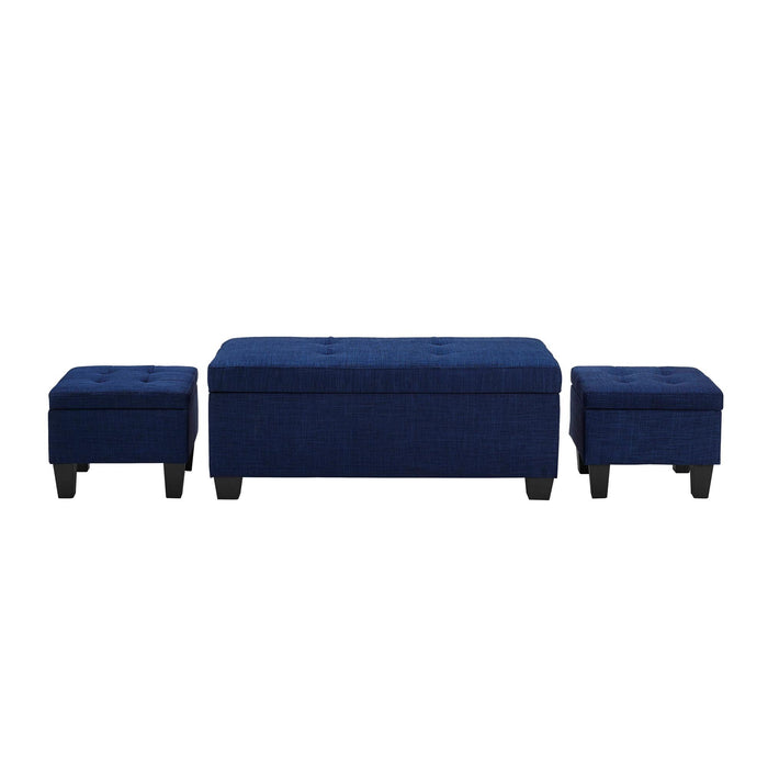 Ethan 3PK Storage Ottoman in Blue